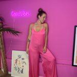 Satin love jumpsuit Fuchia