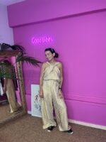 Knot jumpsuit gold